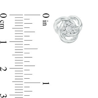 0.18 CT. T.W. Diamond Frame Love Knot Stud Earrings in Sterling Silver|Peoples Jewellers