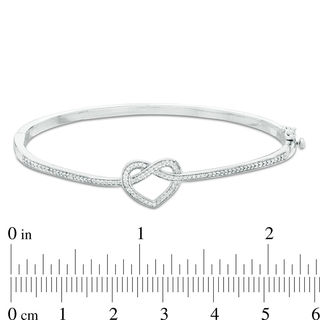 0.145 CT. T.W. Diamond Love Knot Heart Bangle in Sterling Silver|Peoples Jewellers