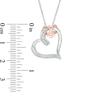 0.04 CT. T.W. Diamond Interlocking Infinity Tilted Heart Pendant in Sterling Silver and 10K Rose Gold|Peoples Jewellers