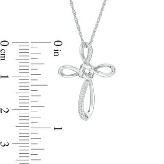 0.04 CT. T.W. Diamond Love Knot Cross Pendant in 10K White Gold|Peoples Jewellers