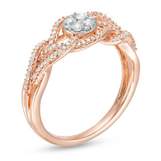0.30 CT. T.W. Composite Diamond Swirl Bypass Ring in 10K Rose Gold|Peoples Jewellers