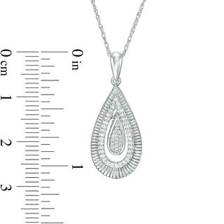 0.146 CT. T.W. Diamond and Textured Teardrop Pendant in Sterling Silver|Peoples Jewellers