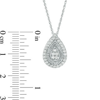 0.29 CT. T.W. Diamond and Textured Teardrop Pendant in 10K White Gold|Peoples Jewellers
