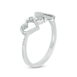0.065 CT. T.W. Diamond Heartbeat and Heart Ring in Sterling Silver|Peoples Jewellers