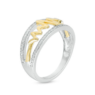 0.087 CT. T.W. Diamond Heartbeat Split Shank Ring in Sterling Silver and 10K Gold|Peoples Jewellers