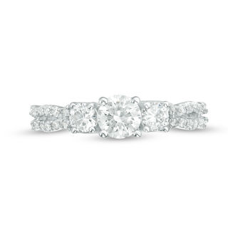 0.95 CT. T.W. Diamond Three Stone Braid Engagement Rink in 10K White Gold|Peoples Jewellers