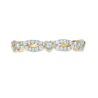 0.23 CT. T.W. Diamond Alternating Heart Stackable Band in 10K Gold|Peoples Jewellers