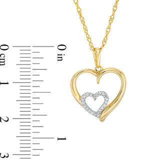 0.04 CT. T.W. Diamond Double Heart Pendant in 10K Gold|Peoples Jewellers