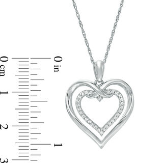 0.115 CT. T.W. Diamond Intertwined Double Heart Pendant in Sterling Silver|Peoples Jewellers