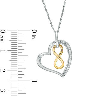 0.04 CT. T.W. Diamond Looped Infinity Tilted Heart Pendant in Sterling Silver and 10K Gold|Peoples Jewellers