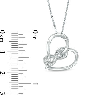 0.04 CT. T.W. Diamond Infinity Wrapped Tilted Heart Pendant in Sterling Silver|Peoples Jewellers