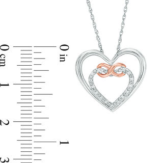 0.04 CT. T.W. Diamond Double Heart Entwined Infinity Pendant in Sterling Silver and 10K Rose Gold|Peoples Jewellers