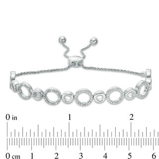 0.146 CT. T. W. Diamond Alternating Circles Bolo Bracelet in Sterling Silver - 9.5"|Peoples Jewellers