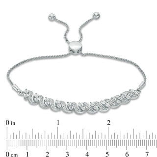 0.23 CT. T.W. Diamond "S" Curve Bolo Bracelet in Sterling Silver - 9.5"|Peoples Jewellers