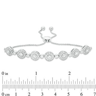 1.45 CT. T.W. Diamond Alternating Circles Bolo Bracelet in 10K White Gold - 9.5"|Peoples Jewellers