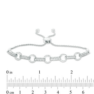 0.29 CT. T.W. Diamond Circle Link Bolo Bracelet in Sterling Silver - 9.5"|Peoples Jewellers