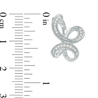 0.146 CT. T.W. Diamond Swirl Ribbon Vintage-Style Hoop Earrings in Sterling Silver|Peoples Jewellers
