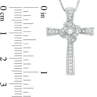 0.18 CT. T.W. Diamond Love Knot Cross Pendant in Sterling Silver|Peoples Jewellers