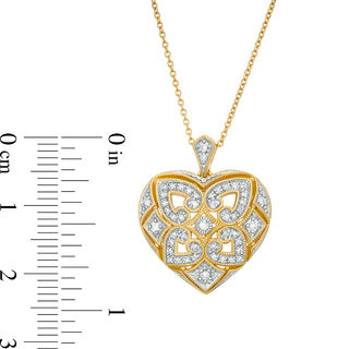 0.148 CT. T.W. Diamond Clover Heart Pendant in Sterling Silver with 18K Gold Plate|Peoples Jewellers