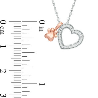 0.10 CT. T.W. Diamond Heart and Paw Pendant in Sterling Silver and 10K Rose Gold|Peoples Jewellers