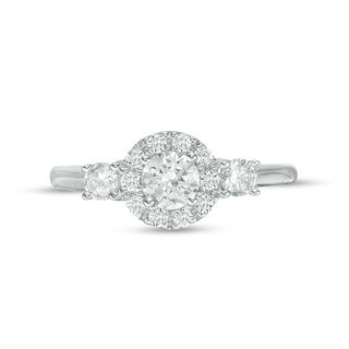 0.69 CT. T.W. Diamond Three Stone Frame Engagement Ring in 10K White Gold|Peoples Jewellers