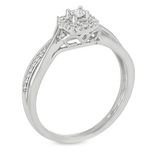 0.115 CT. T.W. Princess-Cut Diamond Frame Twist Promise Ring in Sterling Silver|Peoples Jewellers