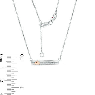 Peoples 100-Year Anniversary  0.10 CT. T.W. Diamond Maple Leaf Bar Necklace in Sterling Silver and 14K Rose Gold|Peoples Jewellers