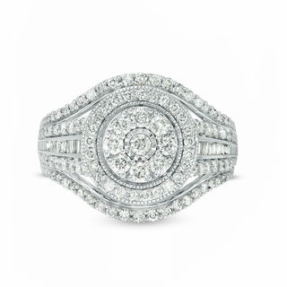 1.00 CT. T.W. Diamond Double Frame Vintage-Style Engagement Ring in 10K White Gold|Peoples Jewellers