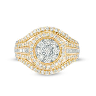 1.00 CT. T.W. Composite Diamond Double Frame Vintage-Style Engagement Ring in 10K Gold|Peoples Jewellers