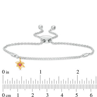 Peoples 100-Year Anniversary Ruby and 0.18 CT. T.W. Diamond Maple Leaf Bracelet in Sterling Silver and 14K Gold - 9.5"|Peoples Jewellers