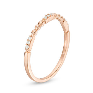 0.05 CT. T.W. Diamond and Beaded Station Anniversary Band in 10K Rose Gold|Peoples Jewellers