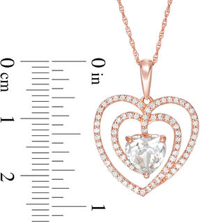 7.0mm Lab-Created White Sapphire Spiral Heart Pendant in 10K Rose Gold|Peoples Jewellers