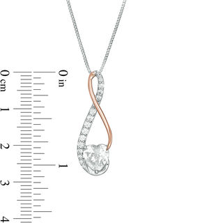 7.0mm Heart-Shaped Lab-Created White Sapphire Infinity Pendant in Sterling Silver and 10K Rose Gold|Peoples Jewellers