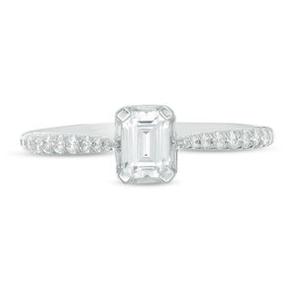 0.70 CT. T.W. Emerald-Cut Diamond Frame Engagement Ring in 14K White Gold|Peoples Jewellers