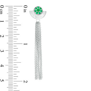 Lab-Created Emerald Cluster Tassel Drop Earrings in Sterling Silver|Peoples Jewellers