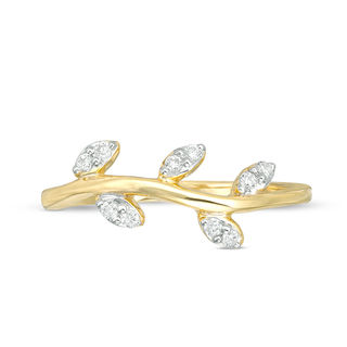 0.115 CT. T.W. Diamond Leaves on Vine Stackable Band in 10K Gold|Peoples Jewellers