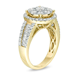 2.01 CT. T.W. Diamond Double Frame Multi-Row Engagement Ring in 14K Gold|Peoples Jewellers