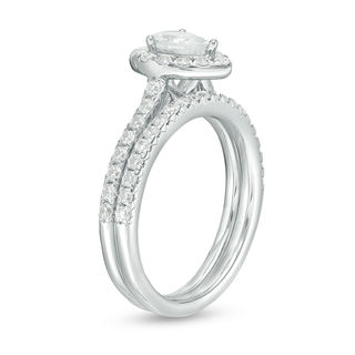 1.25 CT. T.W. Certified Canadian Pear-Shaped Diamond Frame Bridal Set in 14K White Gold (I/SI2)|Peoples Jewellers