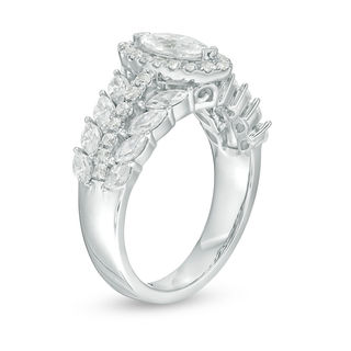 1.75 CT. T.W. Marquise Diamond Frame Multi-Row Engagement Ring in 14K White Gold|Peoples Jewellers