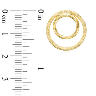 Diamond-Cut Double Circle Drop Earrings in 14K Gold|Peoples Jewellers