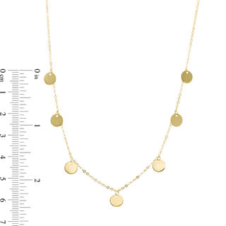 Italian Gold Disc Dangle Station Necklace in 14K Gold|Peoples Jewellers