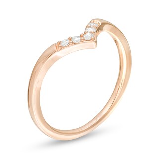 0.085 CT. T.W. Diamond Five Stone Chevron Anniversary Band in 10K Rose Gold|Peoples Jewellers
