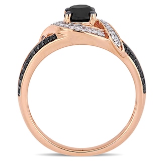 0.99 CT. T.W. Black and White Diamond Ribbon Bypass Engagement Ring in 10K Rose Gold|Peoples Jewellers