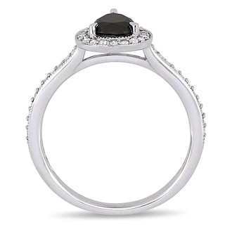 1.22 CT. T.W. Pear-Shaped Black and White Diamond Frame Vintage-Style Engagement Ring in 10K White Gold|Peoples Jewellers