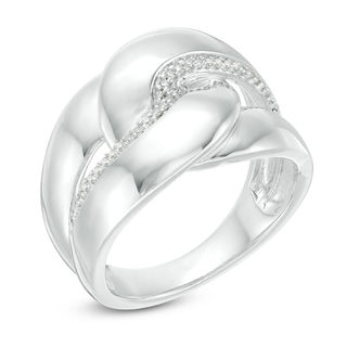0.10 CT. T.W. Diamond Link Ring in Sterling Silver|Peoples Jewellers