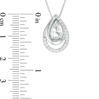 Pear-Shaped Lab-Created White Sapphire Spiral Three-in-One Pendant in Sterling Silver|Peoples Jewellers