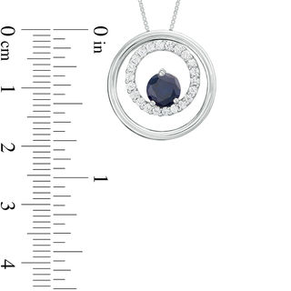 6.0mm Lab-Created Blue and White Sapphire Orbit Frame Three-in-One Pendant in Sterling Silver|Peoples Jewellers