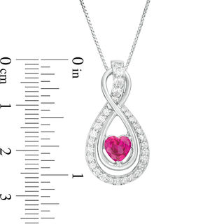 6.0mm Heart-Shaped Lab-Created Ruby and White Sapphire Infinity and Teardrop Three-in-One Pendant in Sterling Silver|Peoples Jewellers