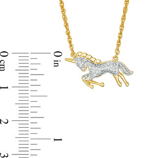 0.066 CT. T.W. Diamond Bowing Unicorn Necklace in Sterling Silver and 14K Gold Plate|Peoples Jewellers