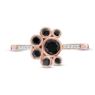 Black Spinel and Diamond Accent Bubbles Ring in Sterling Silver with 14K Rose Gold Plate|Peoples Jewellers